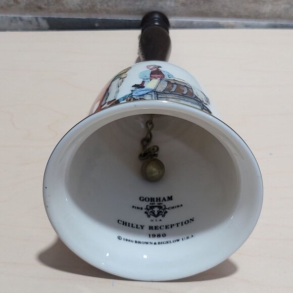 Gorham Norman Rockwell Chilly Reception Porcelain Bell 1980 - Picture 4 of 12